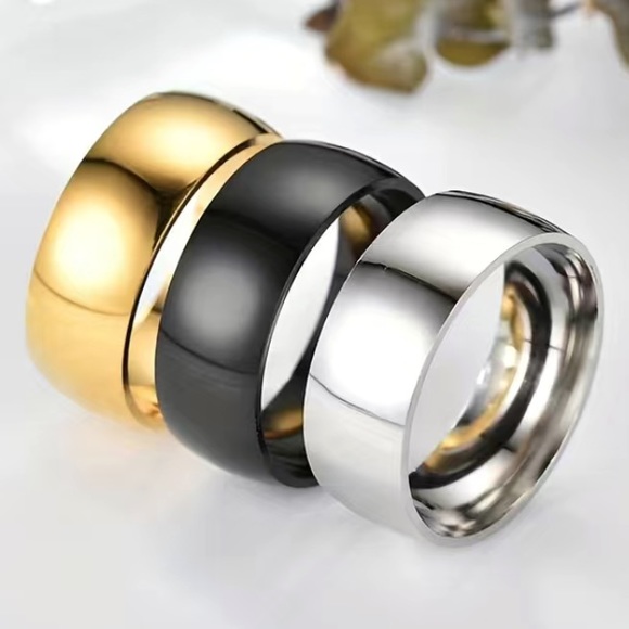 💕5/$15 Men’s Gold 8mm Stainless Steel Band, NEW - Picture 2 of 6